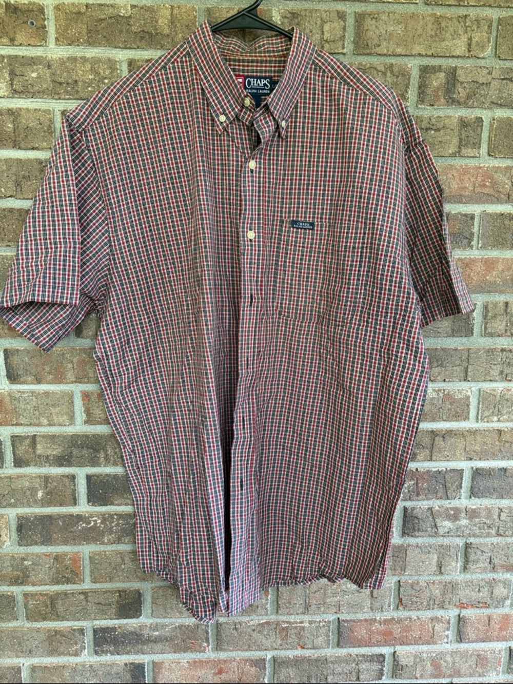 Chaps Men's Short-Sleeve Button-Down Plaid Shirt - Red and Navy